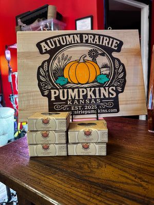 Cinnamon Latte Soap bars stacked in kraft boxes - Autumn Prairie Pumpkins