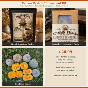 Homestead Kit - Decaf Signature coffee, Lavender Lemongrass soap, Chinese Tropical seeds
