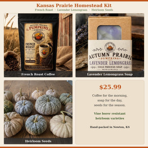 Homestead Kit - French Roast coffee, Lavender Lemongrass soap, Thai Kang Kob seeds