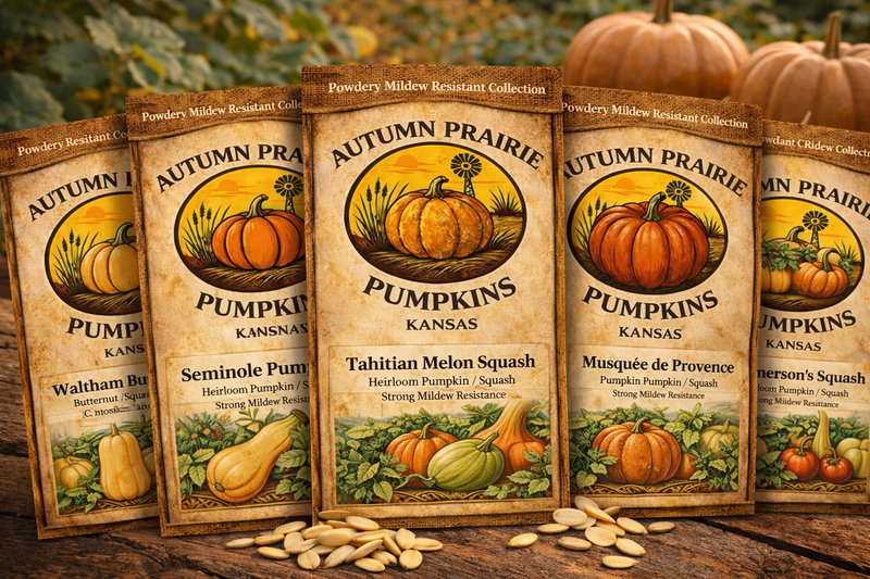 Powdery mildew resistant pumpkin and squash seed collection from Autumn Prairie Pumpkins