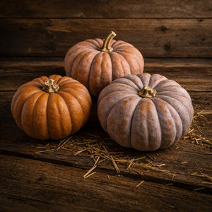 Black Futsu squash - mature fruit bronze-tan rind - Cucurbita moschata