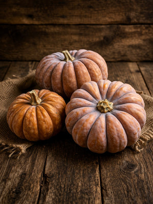 Black Futsu squash seeds close-up - treated and untreated options - Japanese heirloom