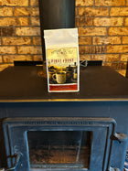 First Frost Coffee - crisp espresso roast whole bean - 12 oz bag by the wood stove