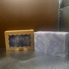 Lavender soap - close bar and box view - cold process soap
