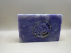 Lavender Lemongrass soap bar unboxed, purple and white swirl with the pumpkin stamp - 4.5 oz cold process