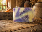 Lavender Lemongrass Soap - purple swirl stamped bar - handmade cold process soap