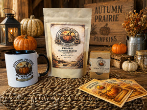 Prairie Sunrise Coffee - 8 oz bag with mug and heirloom seed packets - smooth light roast