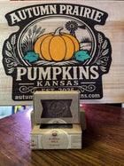 Pumpkin Spice Soap - boxed bar with pumpkin stamp - Autumn Prairie Pumpkins