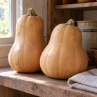 Seminole Larger Fruited pumpkin illustration — two pumpkins on a pantry shelf