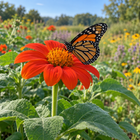 Tithonia Torch Mexican sunflower seeds - monarch on orange bloom - annual flower